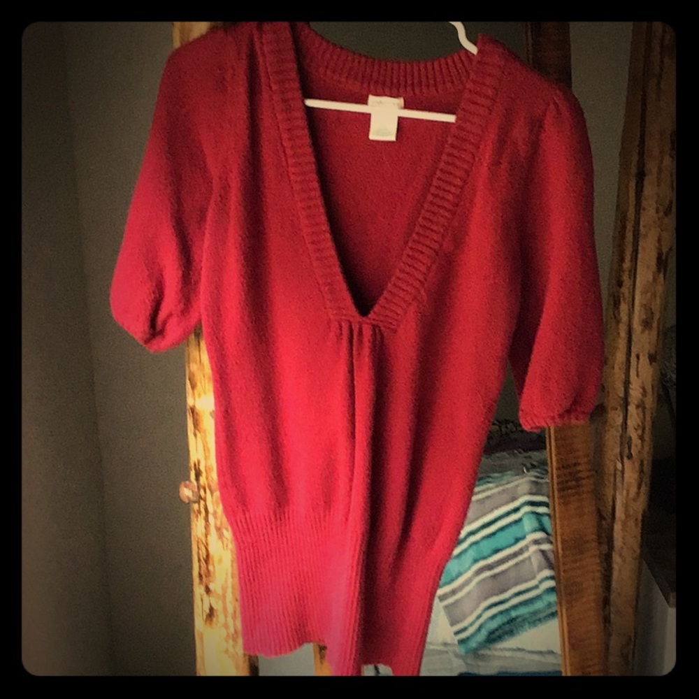Red Sweater With Puffy Sleeves